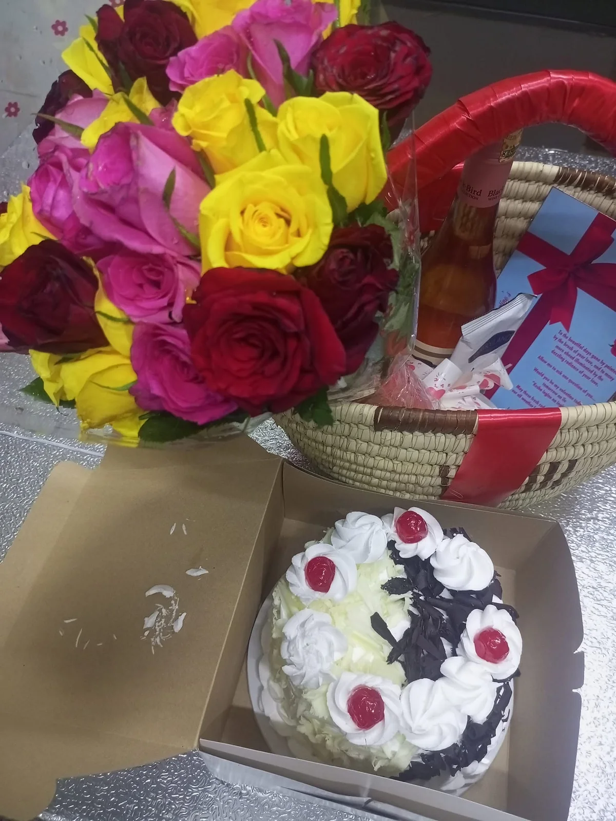 Flowers and cake romantic gift package by Stark’s Cake House in Turkana