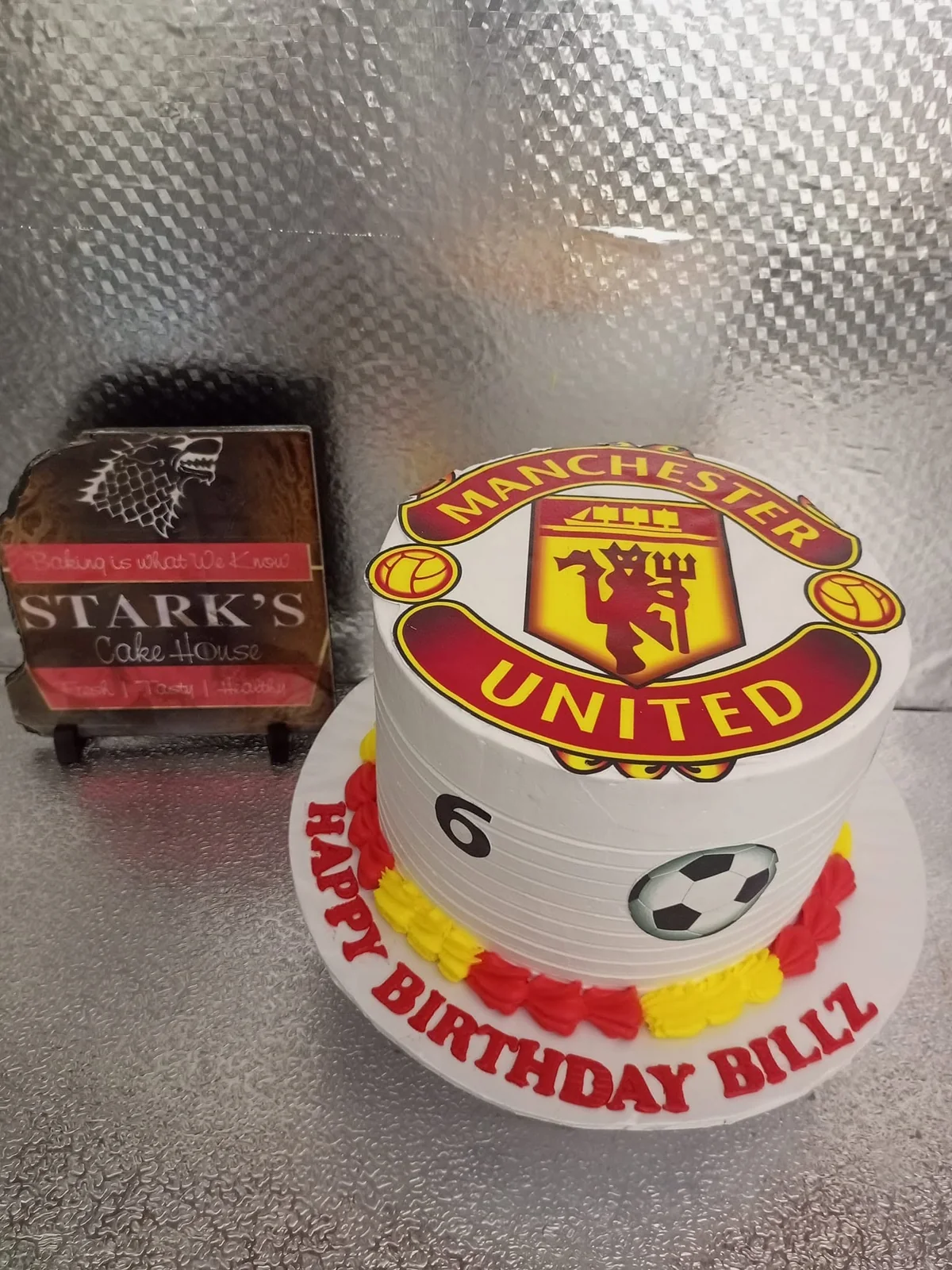 Manchester United football cake by Stark’s Cake House in Turkana